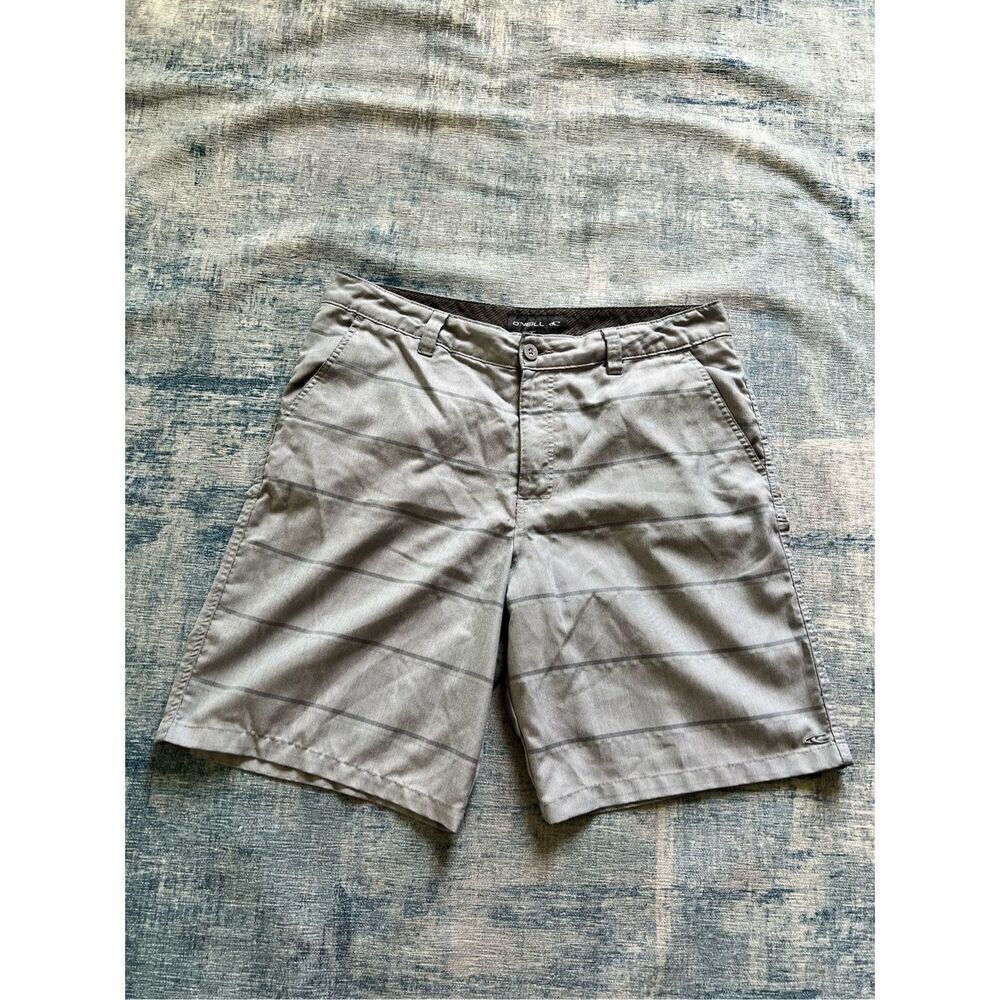 O'Neill Heathered Gray Stripe Flat Front Hybrid Golf Shorts Mens 36